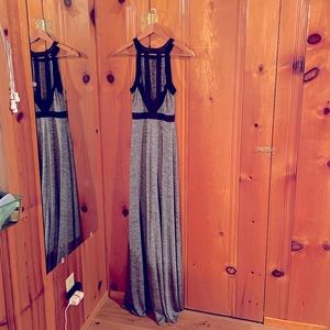 Silver sleek flowy gown with cutout back - size small